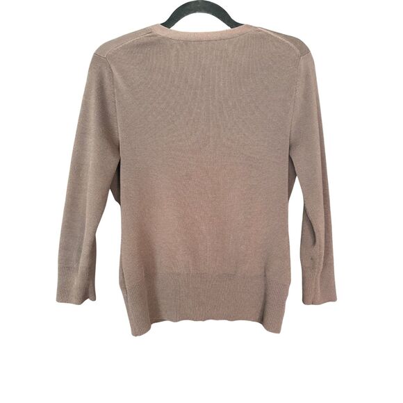 Ann Taylor LOFT Women’s Brown Cardigan Size M 100% Pima Cotton Button Sweater - Picture 2 of 3